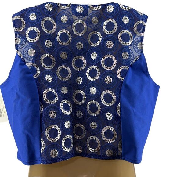 Henderson's Cowgirl Junk Blue Silver Sequin Circle Buckle Crop Show Vest Size 2X - Picture 6 of 6